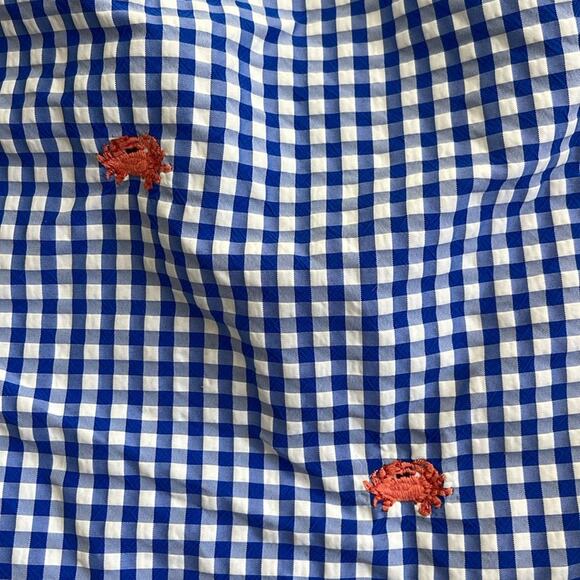J. McLaughlin picnic plaid crab embroidered nautical pull on lined swim trunks M - Picture 4 of 7